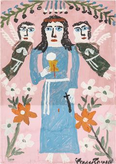 Saint &quot;Barbara&quot; with Angels - Katarzyna Gawlowa