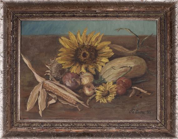 Zátiší se slunečnicemi a kukuřicí by Viktor Pešek, 1945