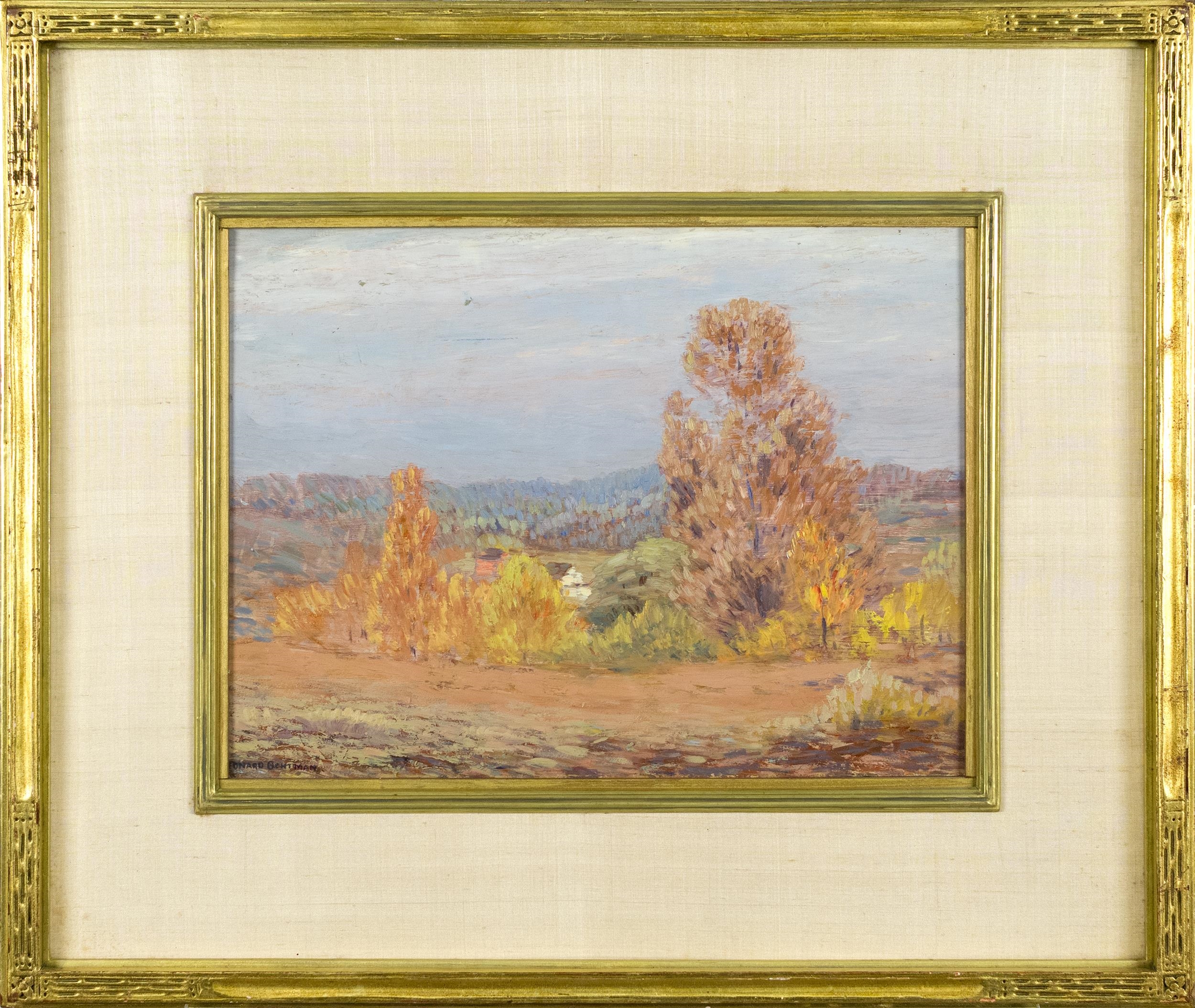 Artwork by Leonard Ochtman, LEONARD OCHTMAN OIL, AUTUMNAL LANDSCAPE, Made of oil on board