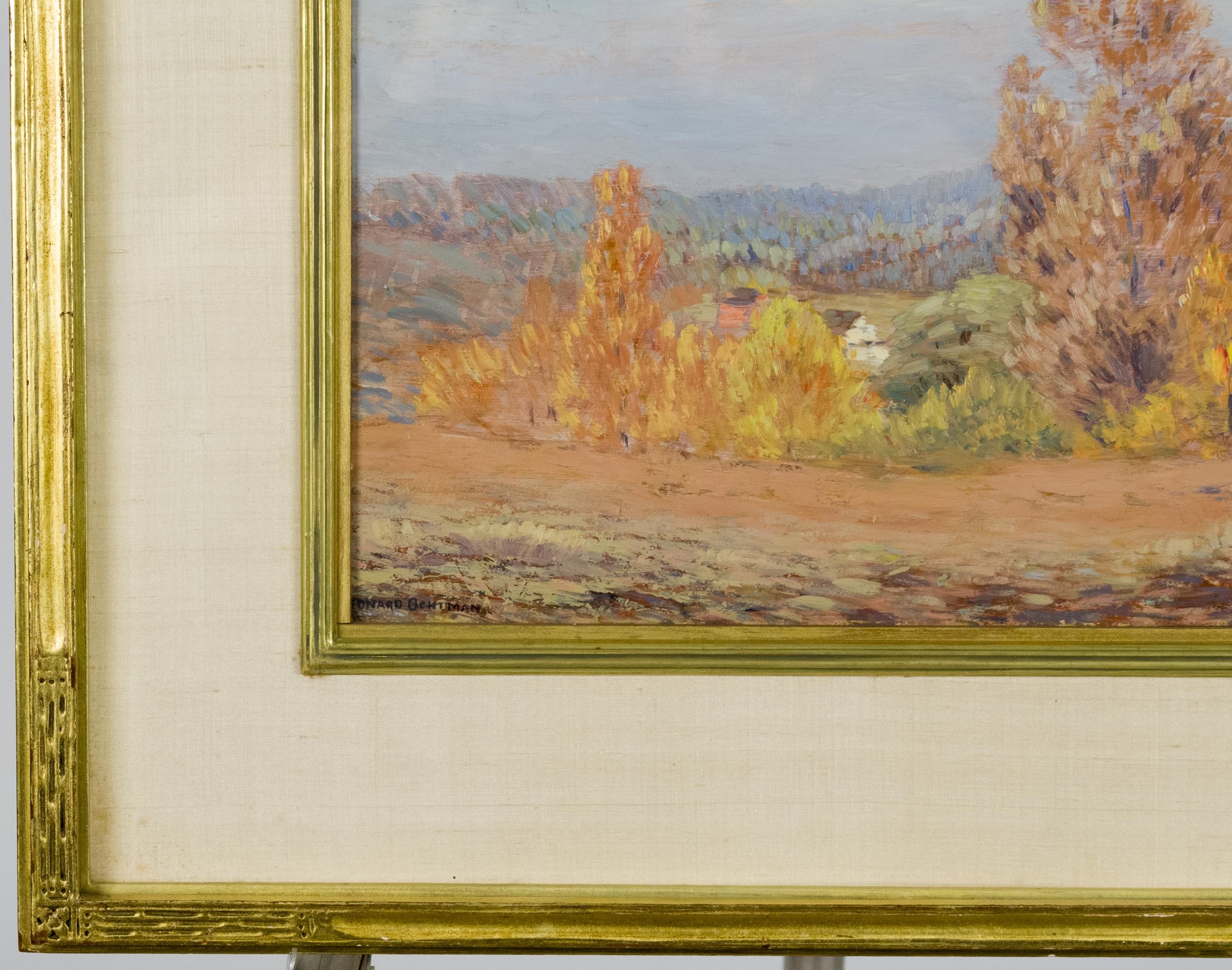 Artwork by Leonard Ochtman, LEONARD OCHTMAN OIL, AUTUMNAL LANDSCAPE, Made of oil on board
