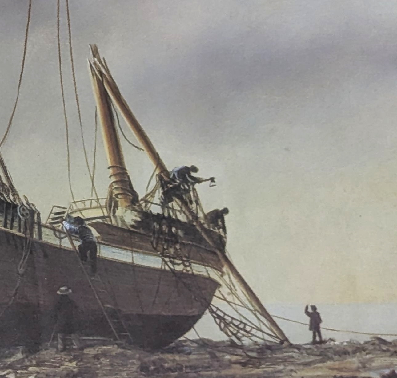 A four-panel maritime print collection featuring detailed ship illustrations.