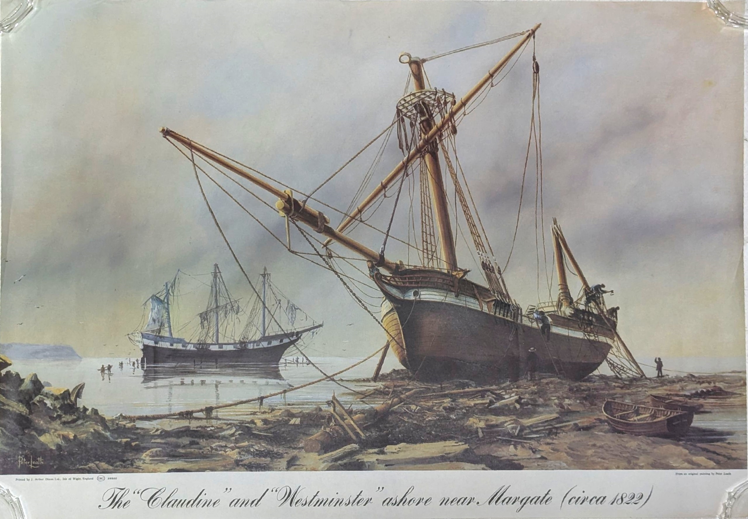 A four-panel maritime print collection featuring detailed ship illustrations.