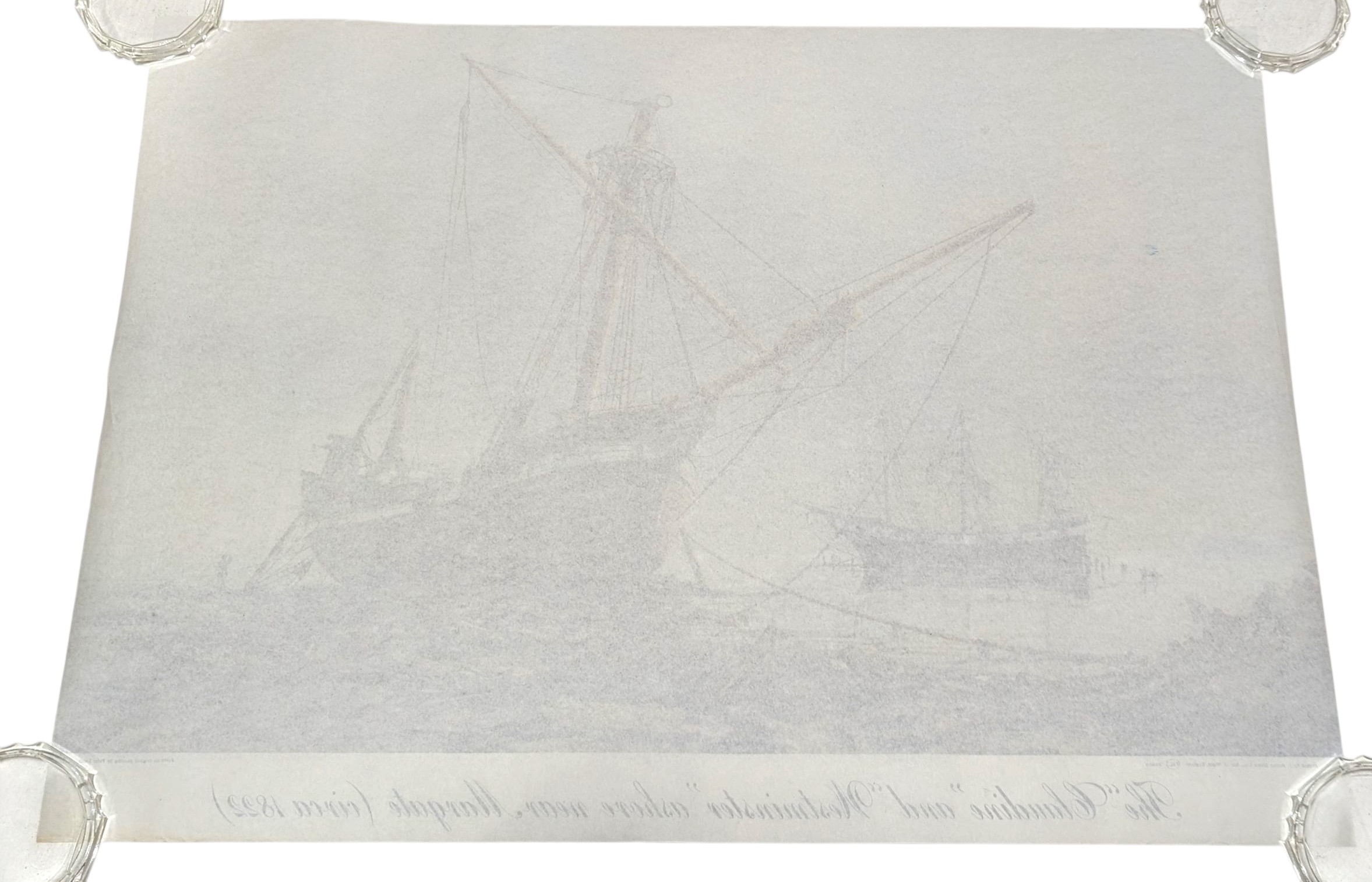 A four-panel maritime print collection featuring detailed ship illustrations.
