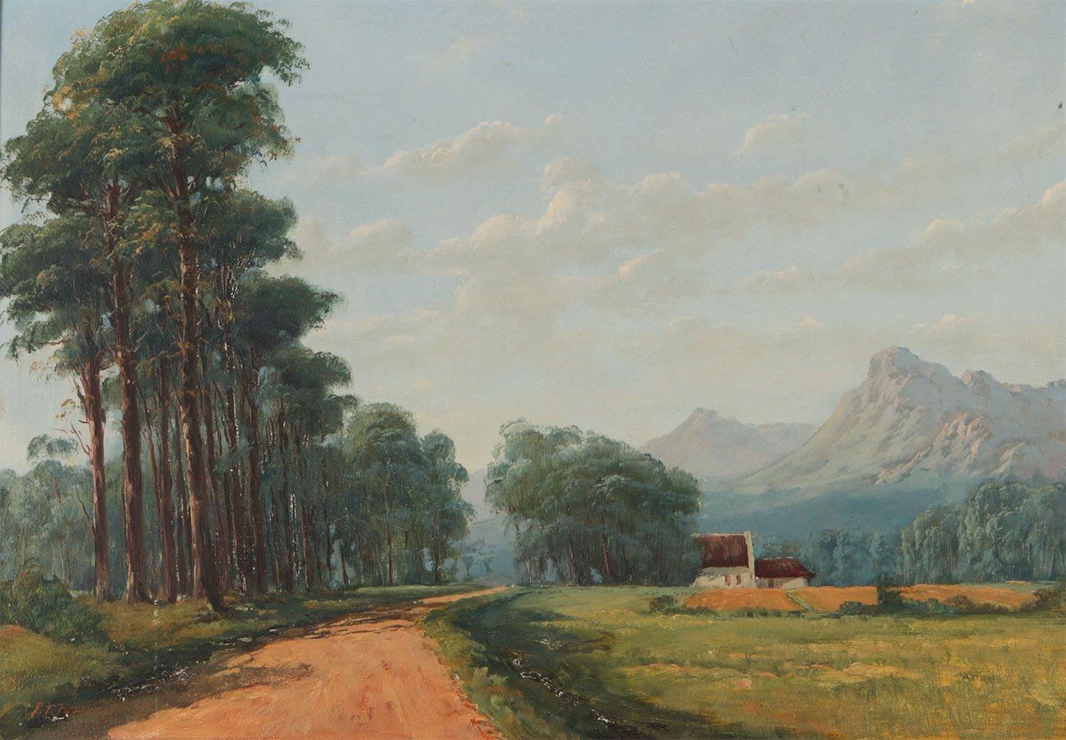 Artwork by J. T. Fasciotty, TREE LINED ROAD, Made of Oil On Board