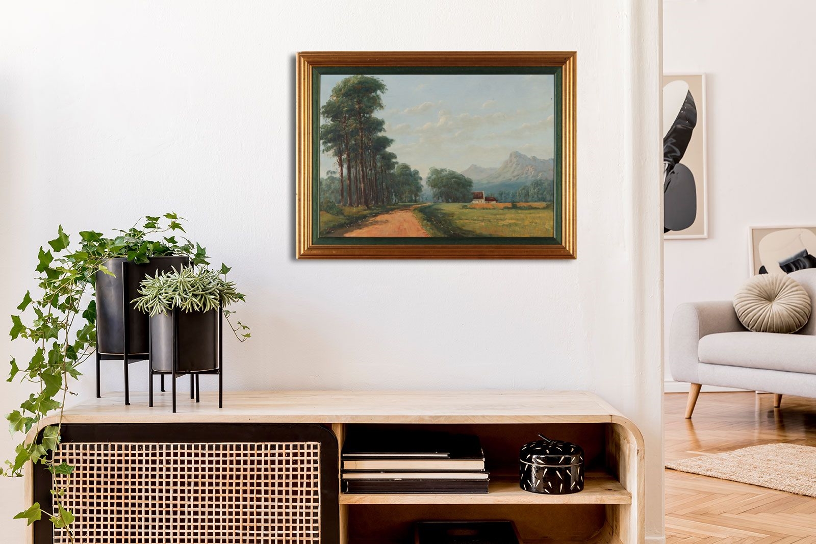 Artwork by J. T. Fasciotty, TREE LINED ROAD, Made of Oil On Board