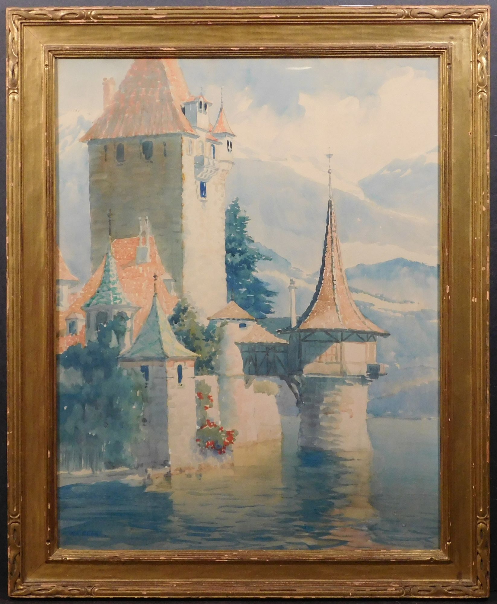 Artwork by Dee Beebe, Landscape with Castle, Made of Watercolor on paper