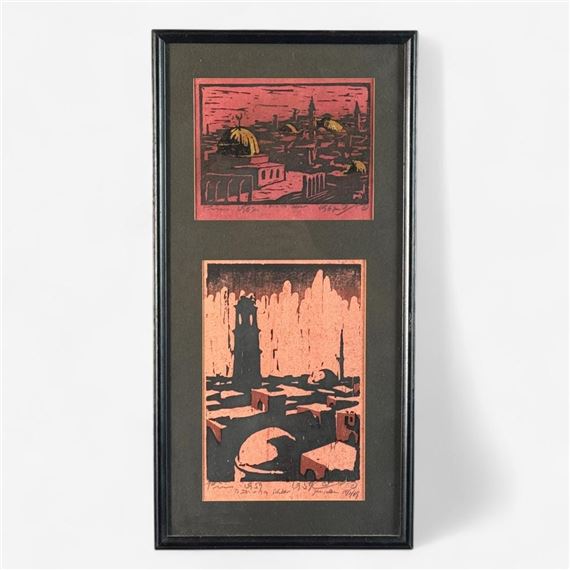 Pair of Jacob Pins Framed Woodblocks - Jacob Pins