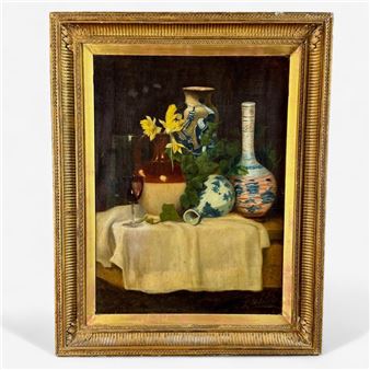 Still Life, Asian Porcelains - Robert Blins (english, 19th/20th Century).
