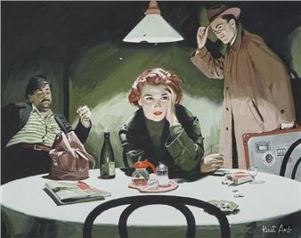 Interior scene with a woman and two men - Kurt Ard