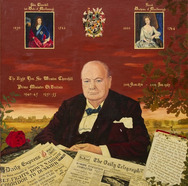 Artwork by Daphne Day, The Rt. Hon. Sir Winston Churchill, Made of Oil On Board