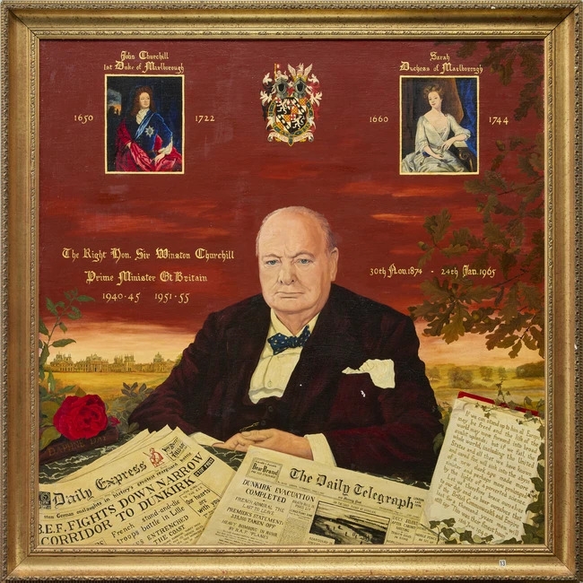 Artwork by Daphne Day, The Rt. Hon. Sir Winston Churchill, Made of Oil On Board