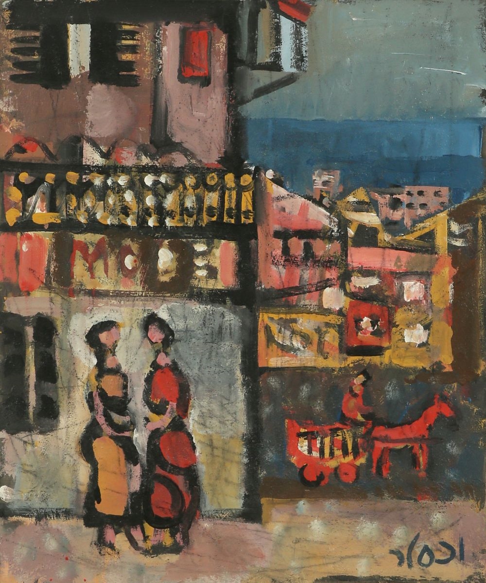 Artwork by Jacob Wexler, Women in the Street, Made of Oil On Canvas