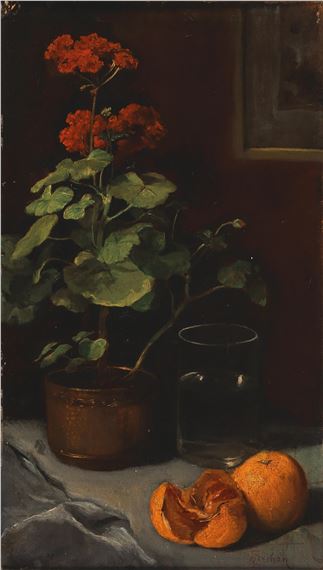 Stillleben mit Pelargonie und Orangen - Emil Pirchan the Elder