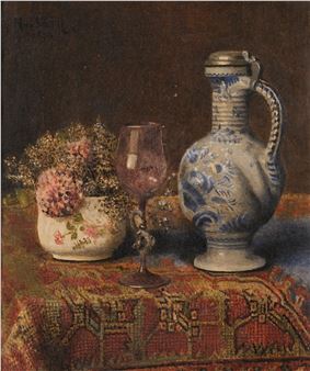 Stillleben mit Krug und Weinglas - Max Schödl