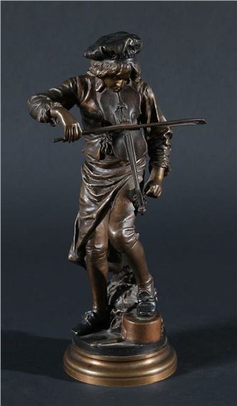 bronze figure of the musician playing his violin by Adrien Etienne Gaudez, 19th c