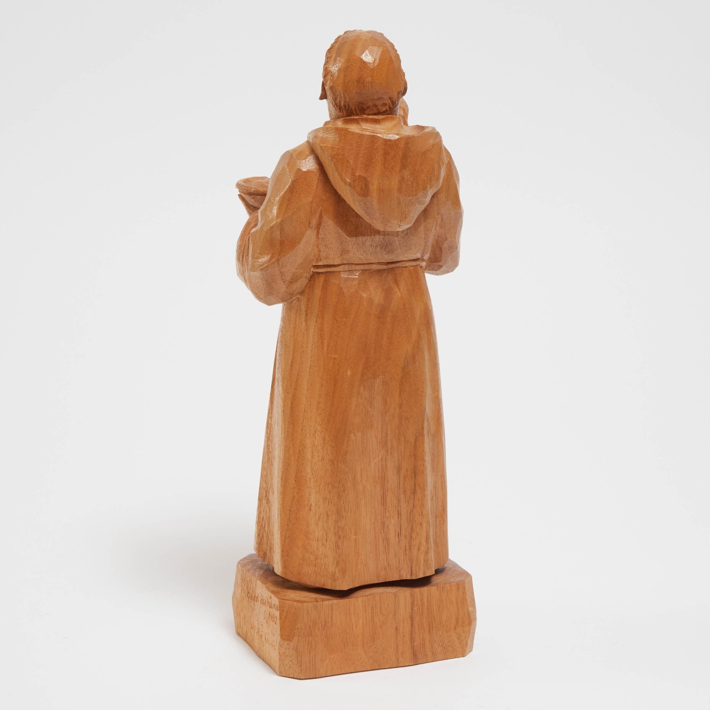 Artwork by Benoi Deschenes, MONK WITH APPLE PIE, Made of Carved And Varnished Ash