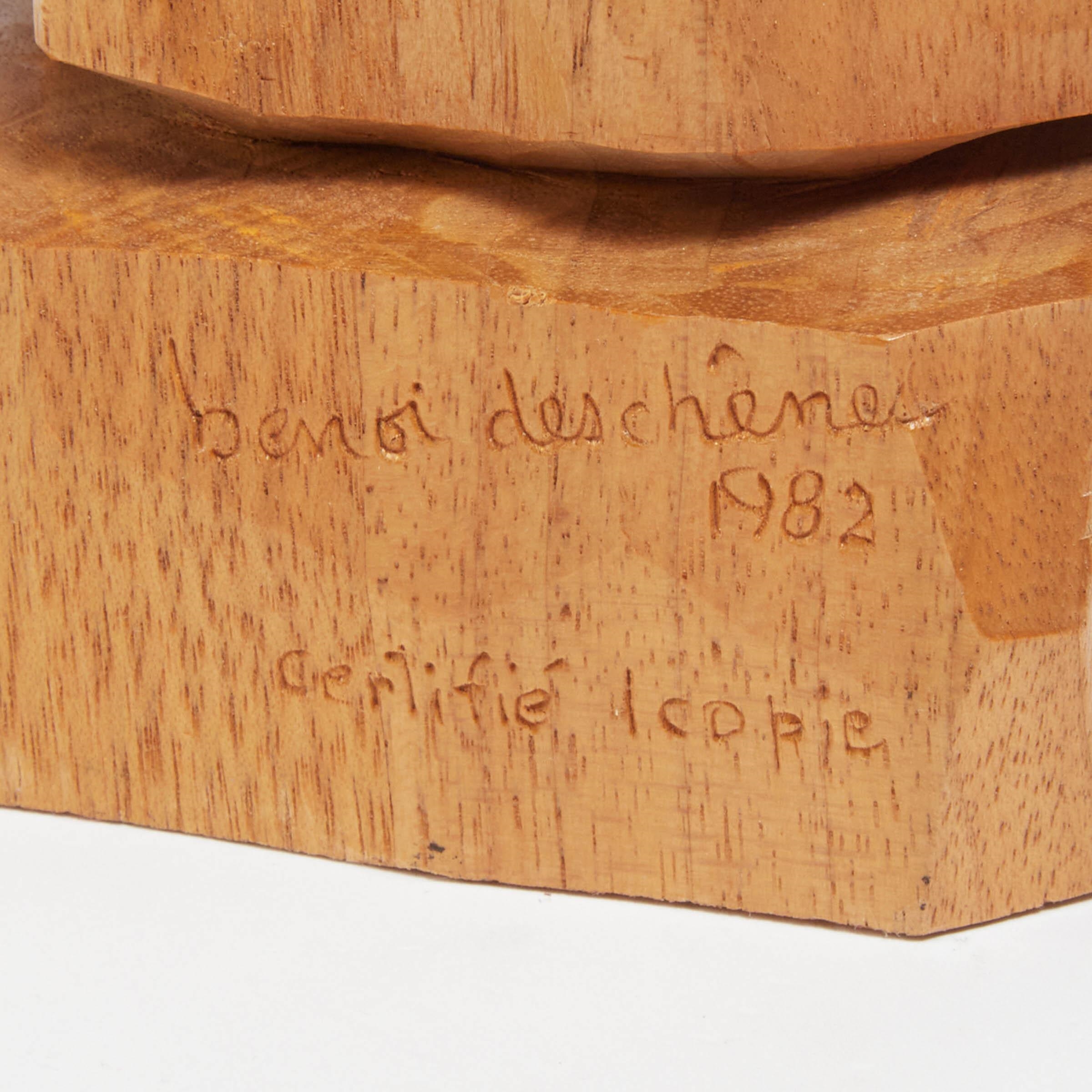 Artwork by Benoi Deschenes, MONK WITH APPLE PIE, Made of Carved And Varnished Ash