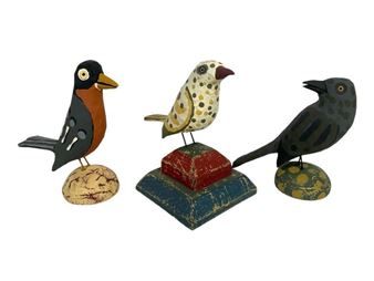 Carved & Painted Wooden Birds - Brian Paine