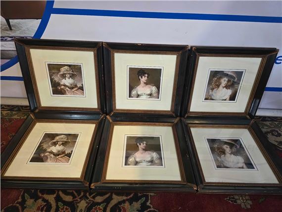 A Set of 6 framed prints Mrs. Drummond Smith and Mrs Tickell after George Romney, and Countess Grosv by George Romney