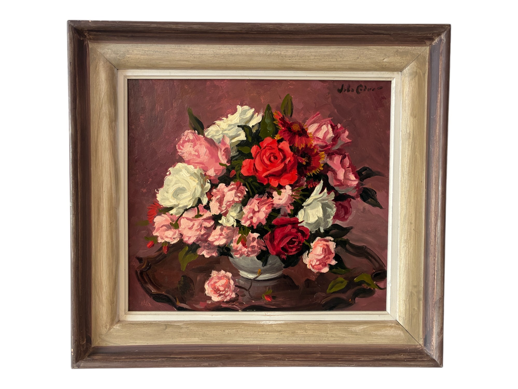 John Whitlock Codner | Still life with a vase of roses (1967) | MutualArt