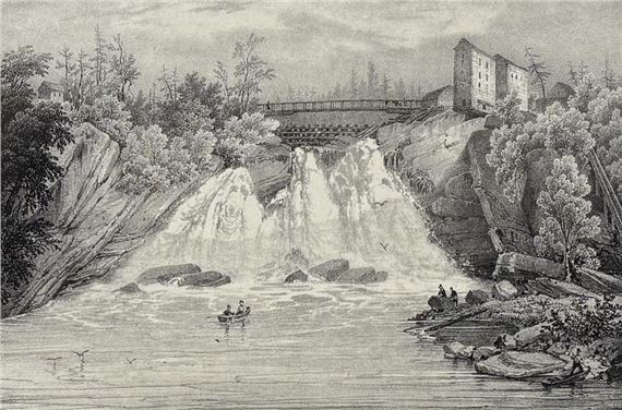 Theresa Falls, Indian River by Jacques-Gerard Milbert, circa 1828-1829