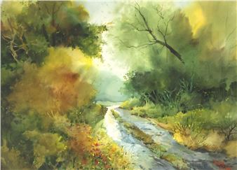 Watercolor Wooded Landscape - Bud Biggs