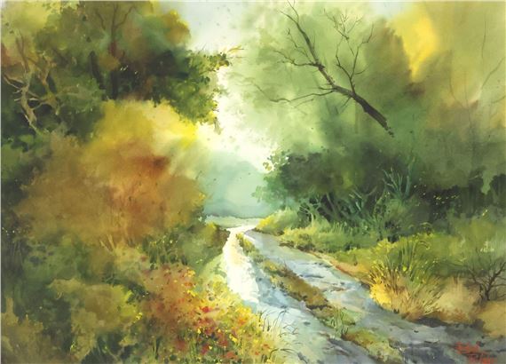 Watercolor Wooded Landscape - Bud Biggs