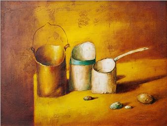Still life with a white saucepan - Gennadiy Tishchenko
