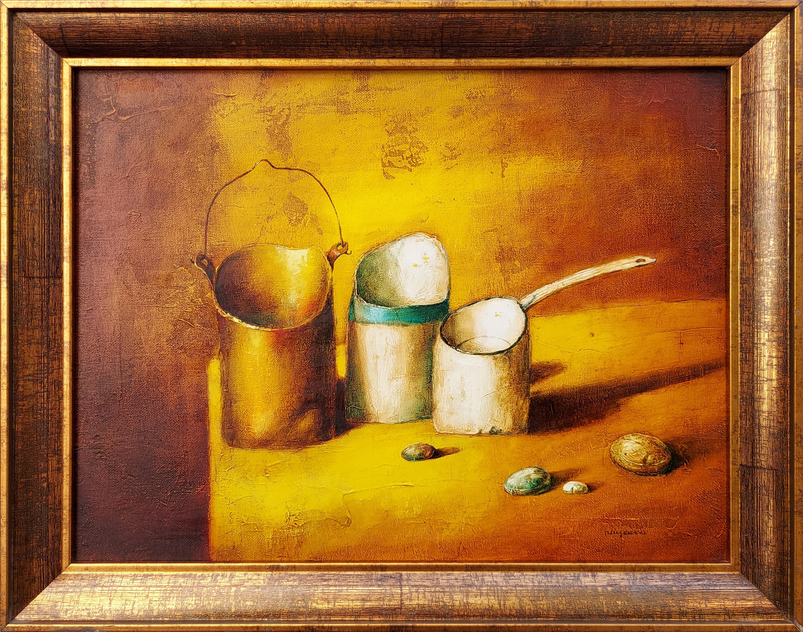 Artwork by Gennadiy Tishchenko, Still life with a white saucepan, Made of Oil On Canvas