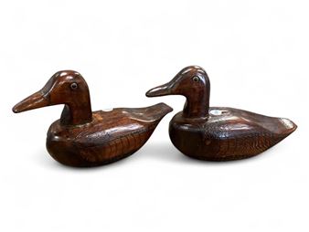 2) Numbered & Signed Wood Carved Ducks - Ted Allan