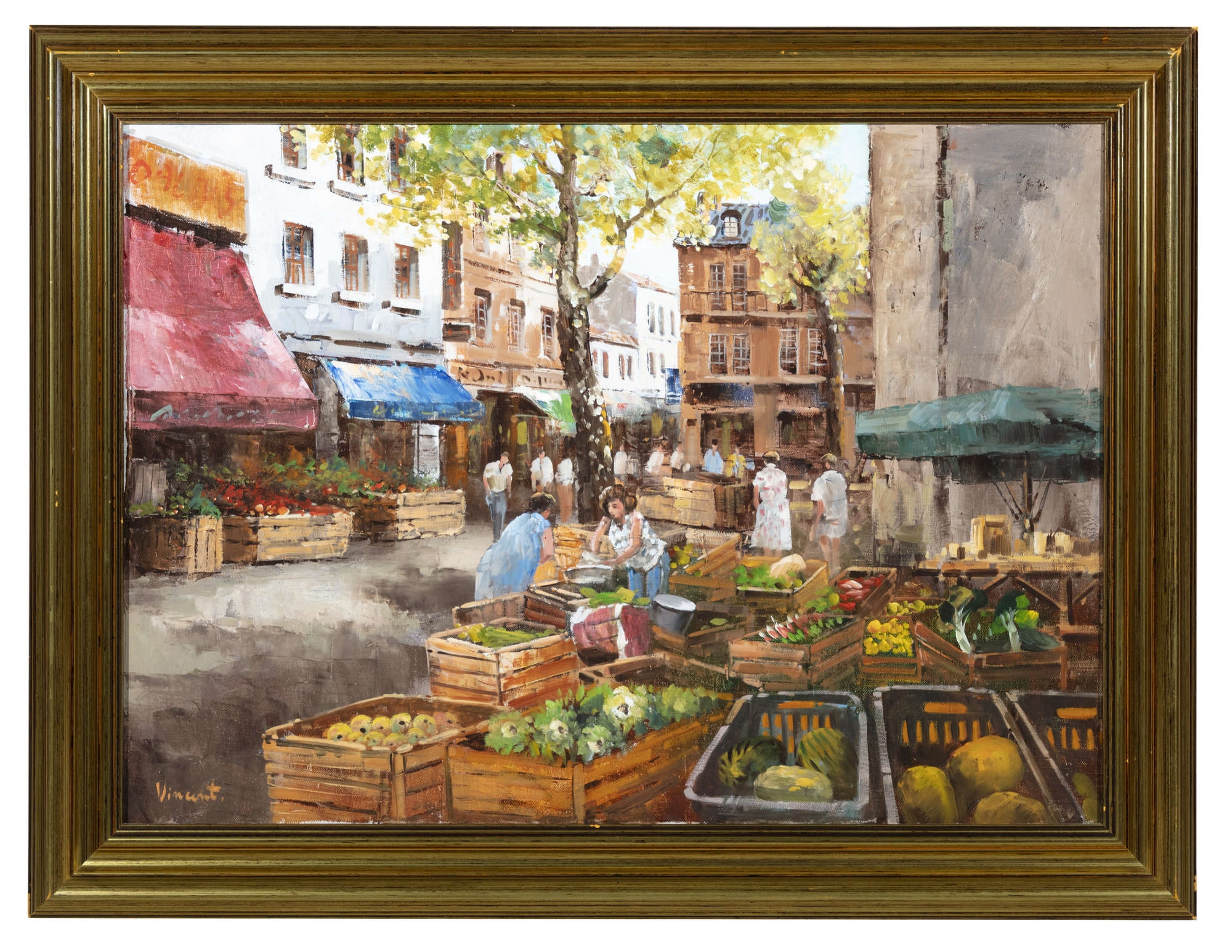 Artwork by Vincent, French Market Scene, Made of Oil On Canvas