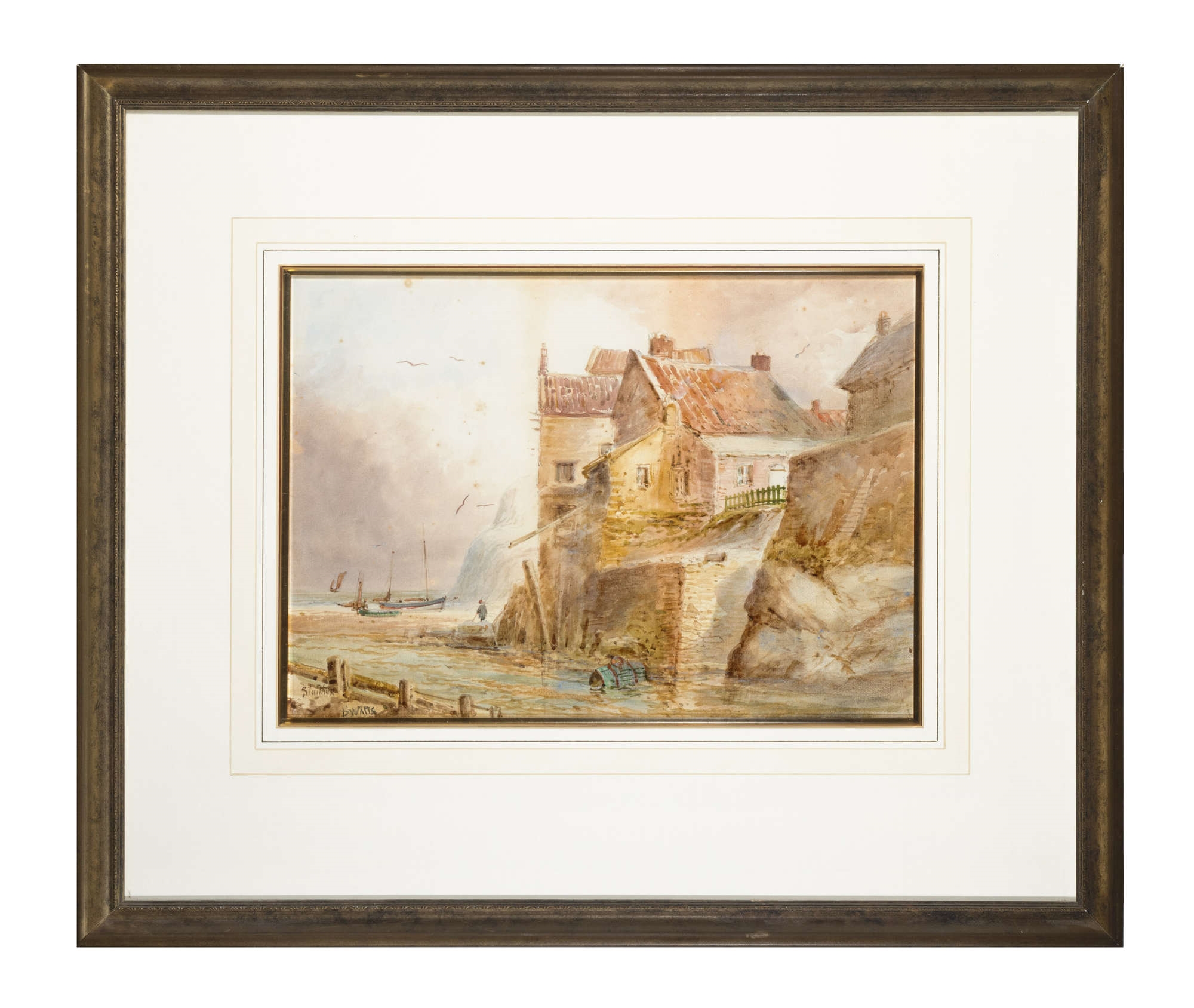 Artwork by B. Watts, Staithes Harbour, Yorkshire, Made of Watercolour