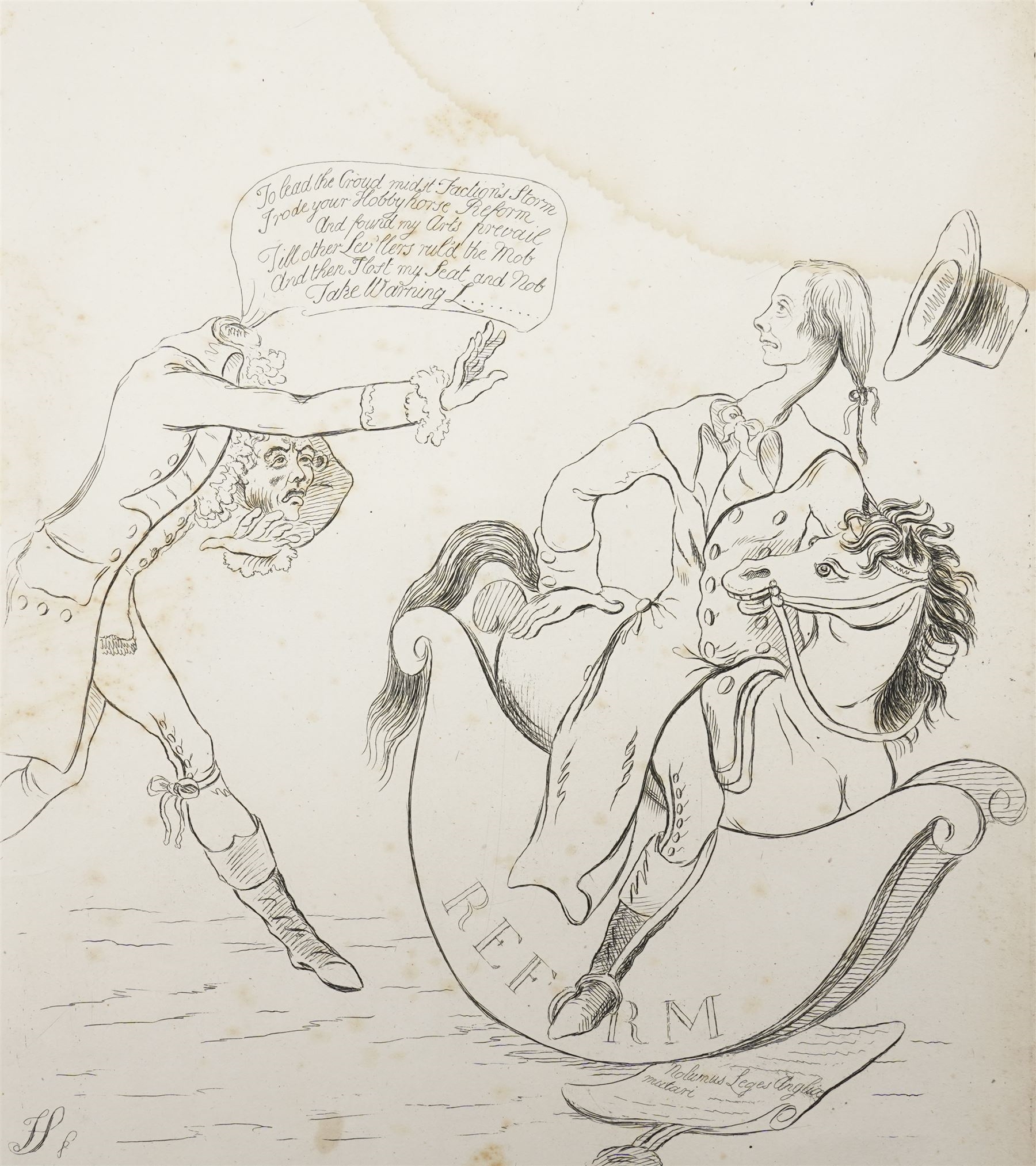 Artwork by James Sayers, Brissot's visit to his friend Lord Leveller, Made of Satirical Etching