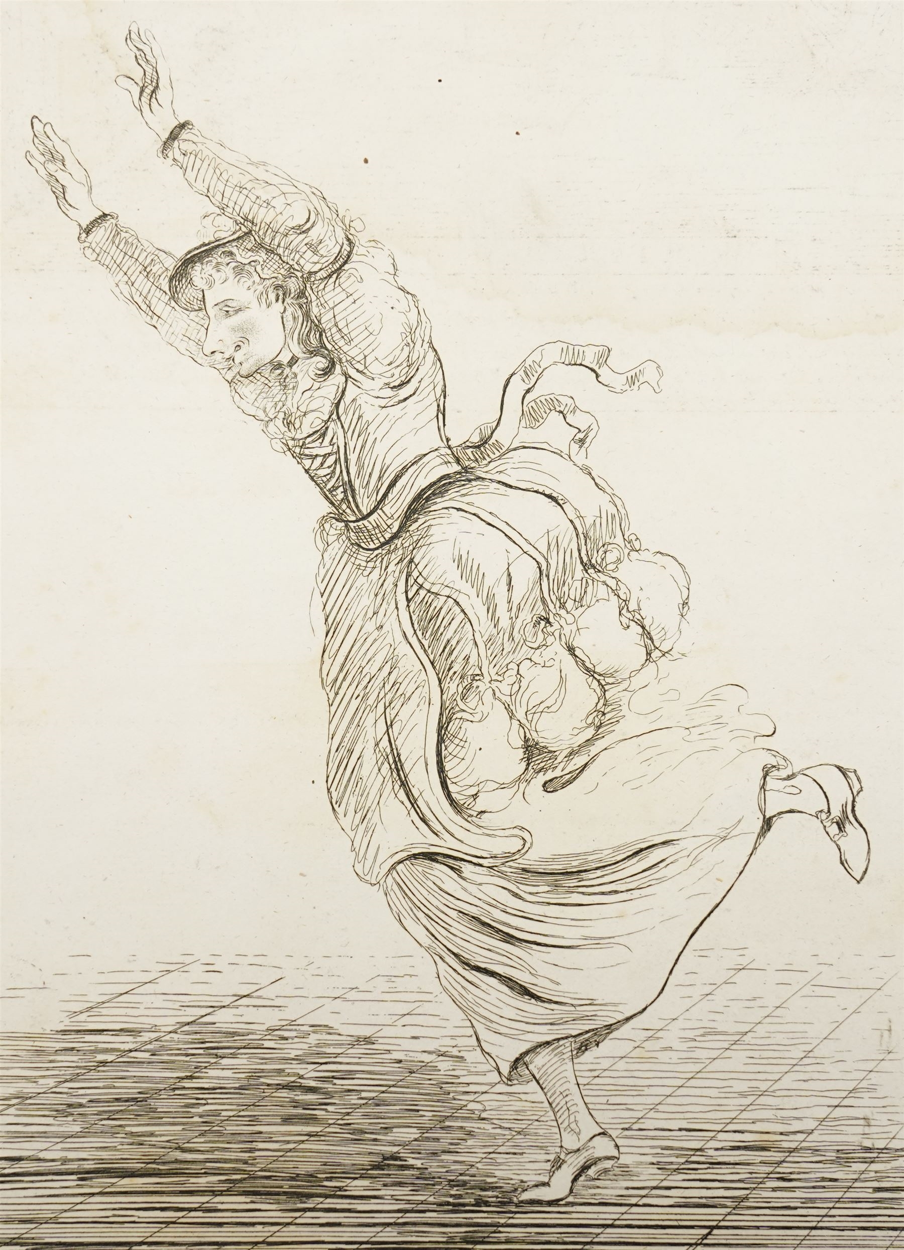 Artwork by James Sayers, Brissot's visit to his friend Lord Leveller, Made of Satirical Etching