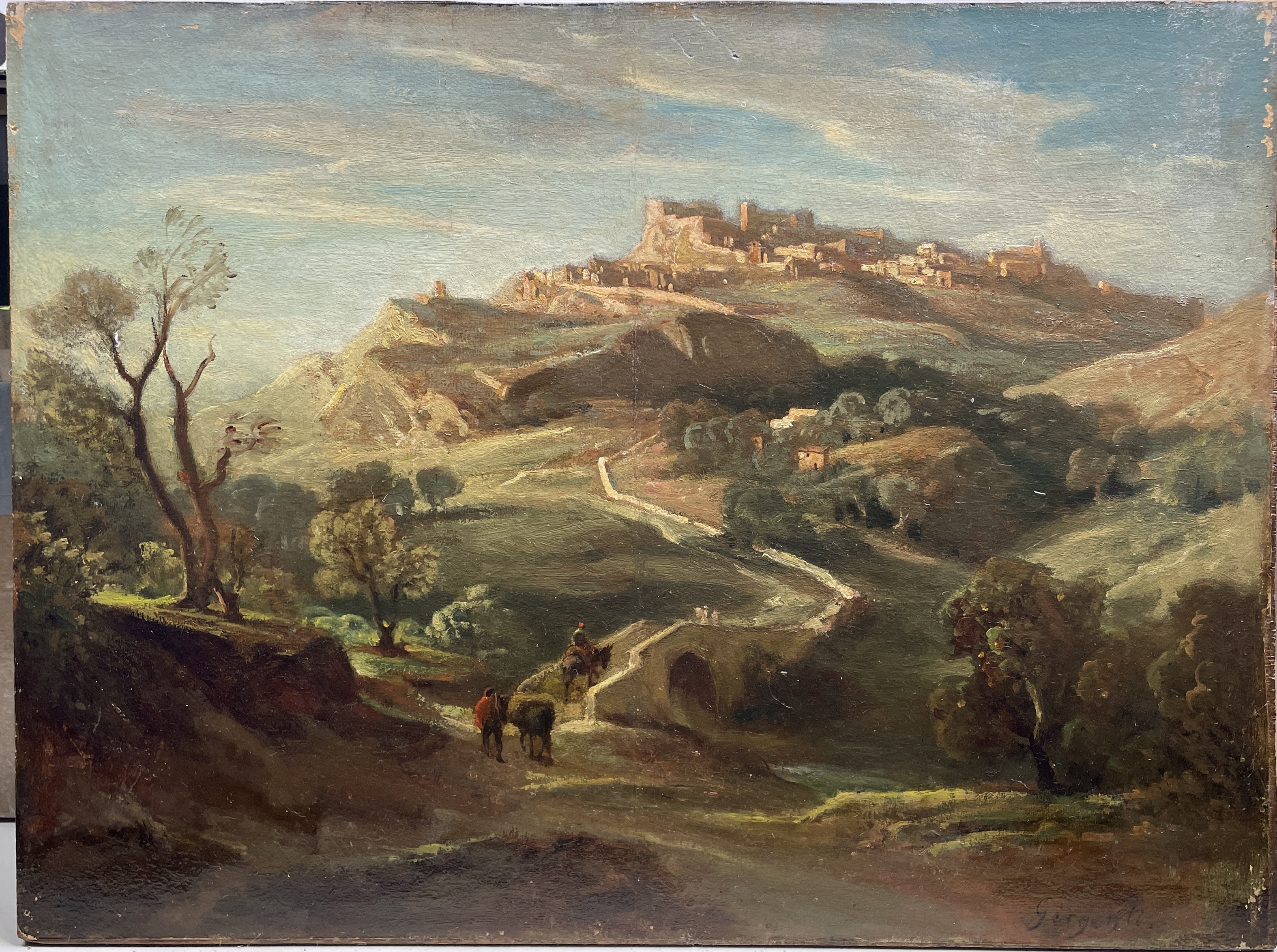 Artwork by Carl Rottmann, Ansicht von Agrigent (Girgenti, Made of Öl Auf Papier Auf Holzplatte Kaschiert