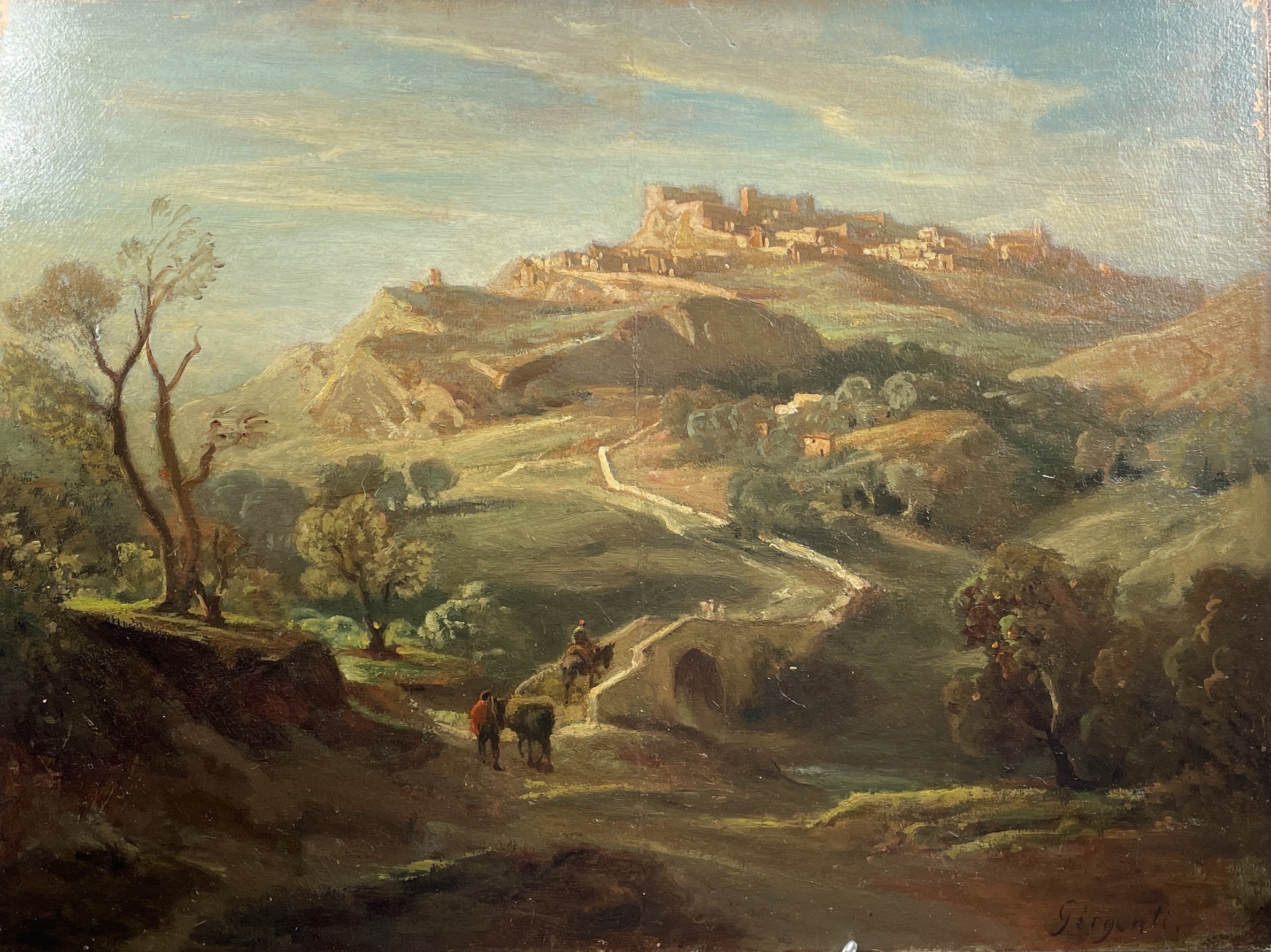 Artwork by Carl Rottmann, Ansicht von Agrigent (Girgenti, Made of Öl Auf Papier Auf Holzplatte Kaschiert