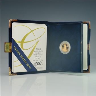 2008-W $5 American Gold Eagle 1/10 oz. Proof Coin - Augustus Saint-Gaudens
