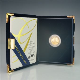 2007-W $5 American Gold Eagle 1/10 oz. Proof Coin - Augustus Saint-Gaudens