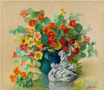 Still Life with Indian Cress and Porcelain - Julien Stappers