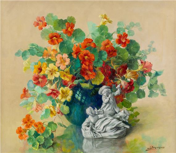 Still Life with Indian Cress and Porcelain - Julien Stappers