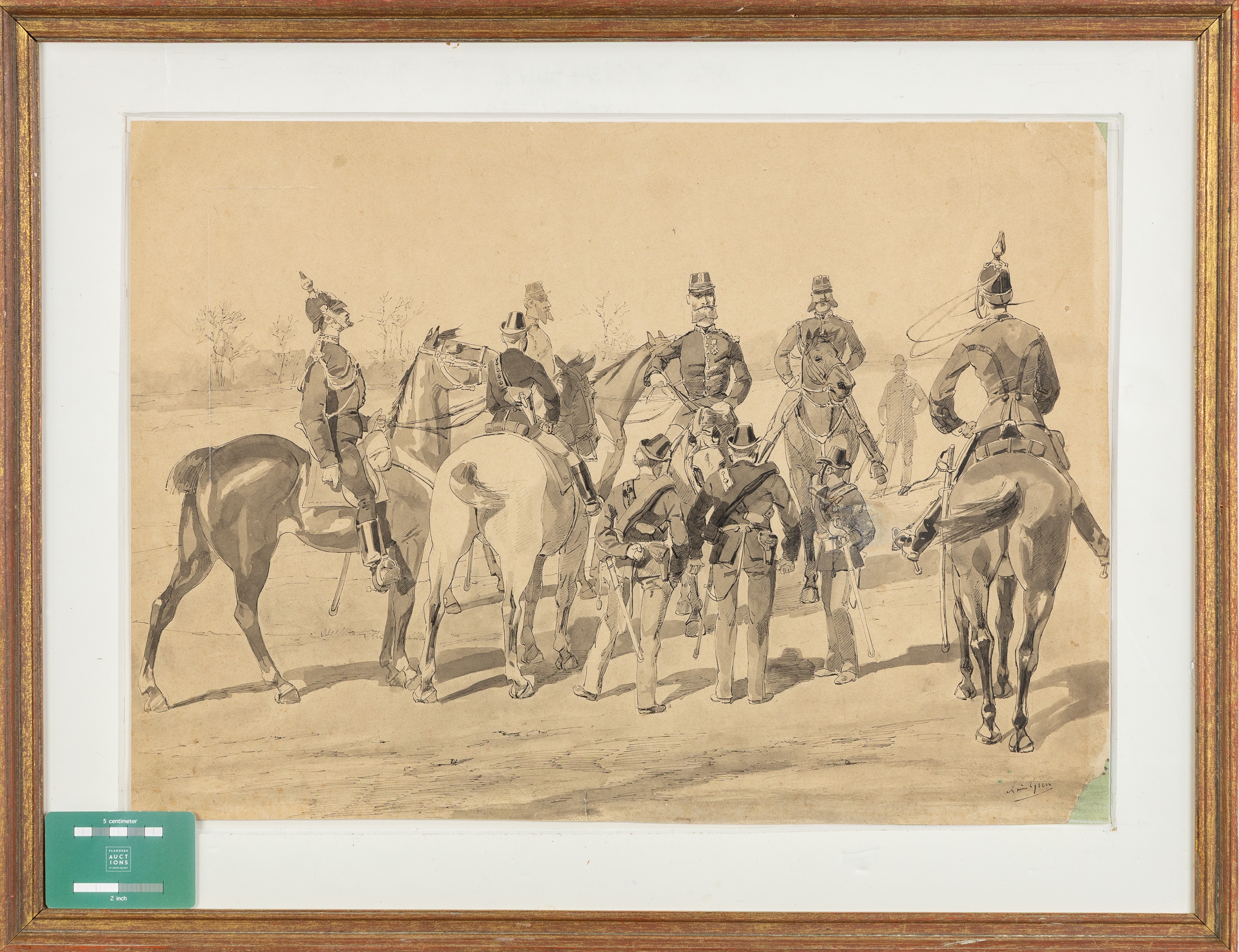 Artwork by Louis Geens, La Réunion des Chefs de Corps de la Garde Civique de Gand, Made of Watercolour And Ink On Paper