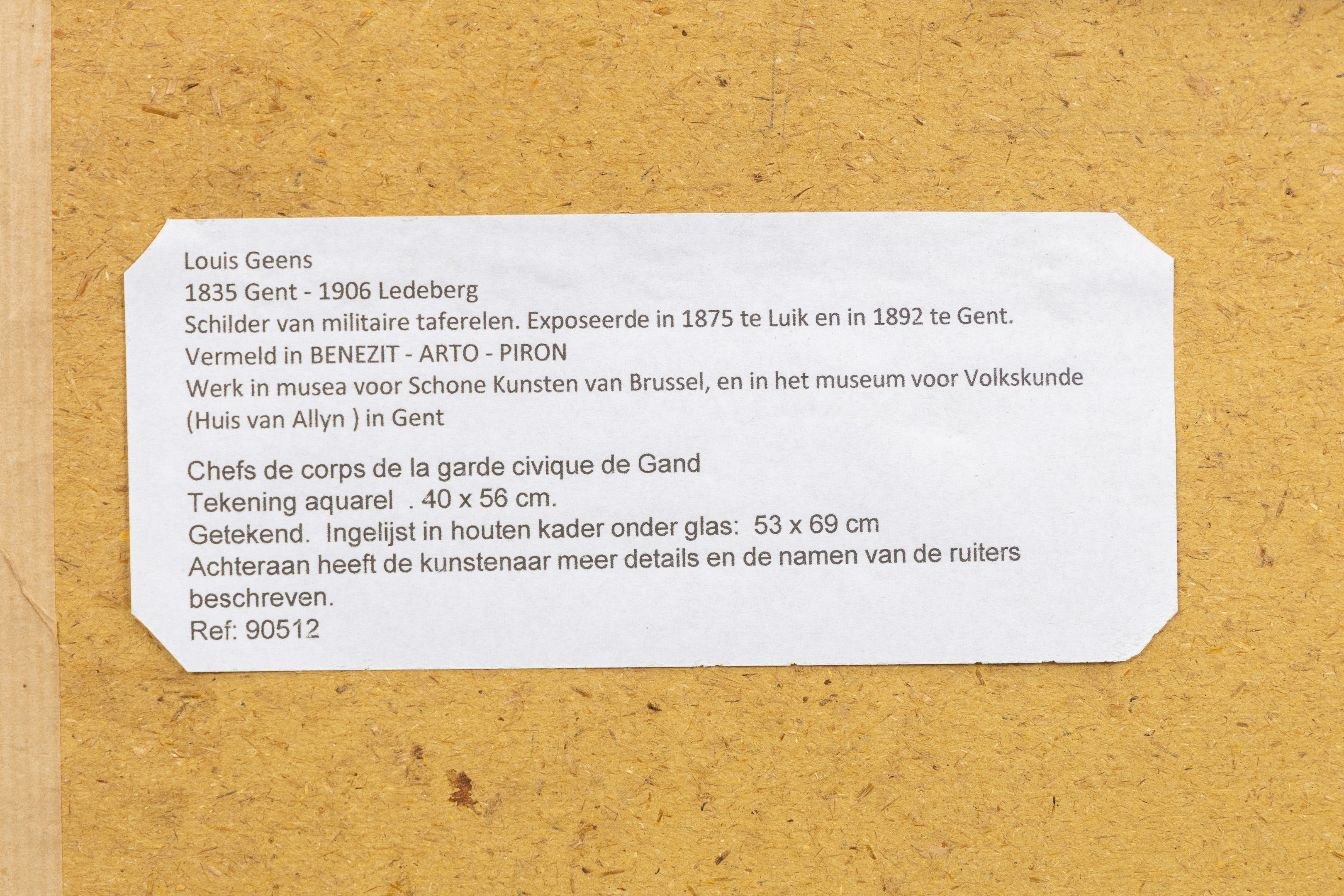 Artwork by Louis Geens, La Réunion des Chefs de Corps de la Garde Civique de Gand, Made of Watercolour And Ink On Paper