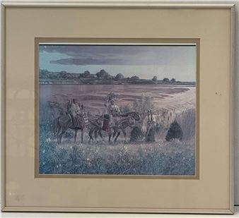 Merlin Little Thunder Print Featuring 3 sisters, The frame measures 14 - Merlin Little Thunder