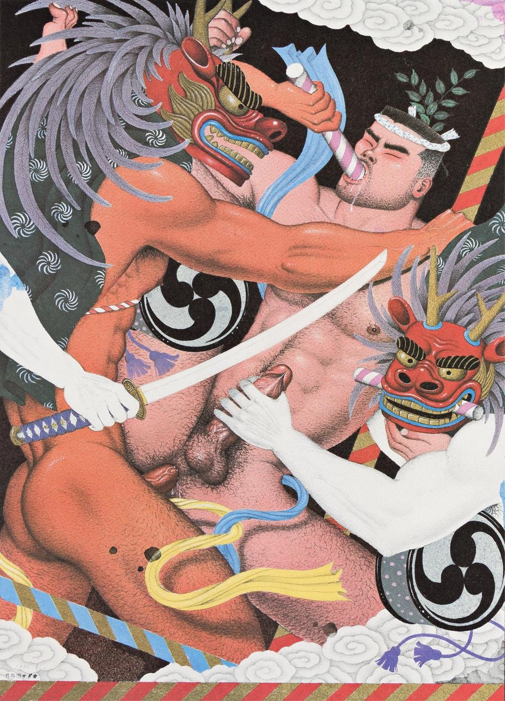 Artwork by Sadao Hasegawa, Shishi Odorii I-IV - Lion Dance I-IV, Made of Four Color Offset Lithographs