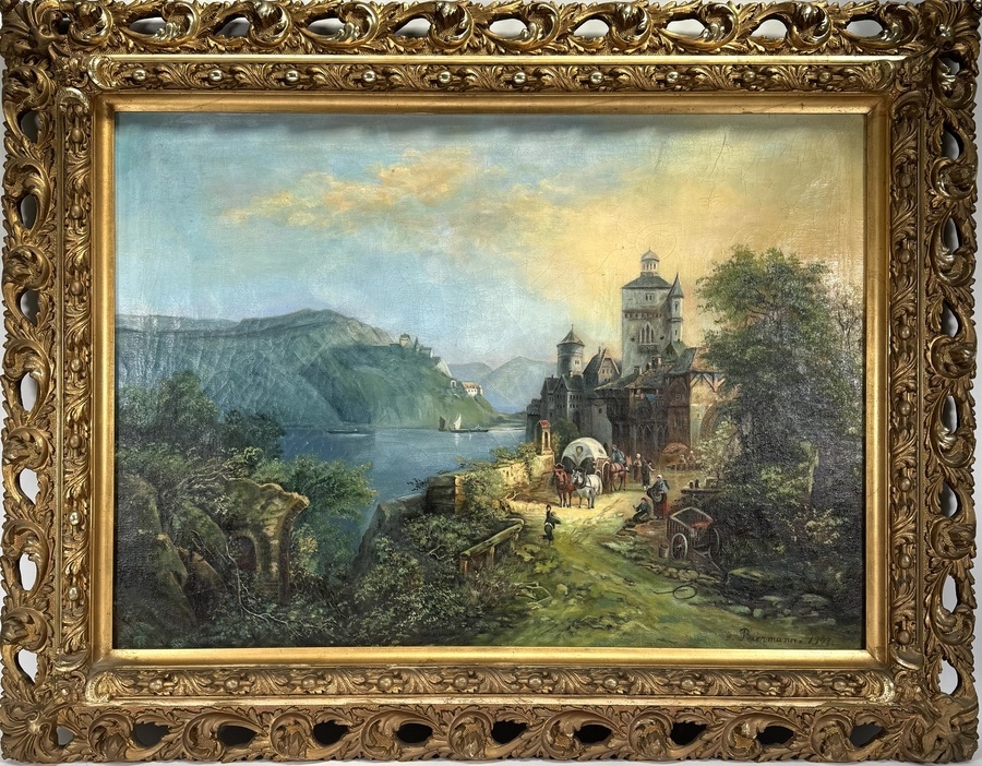 Artwork by H. Peterman, Romantisch rivierlandschap, Made of Oil painting on canvas