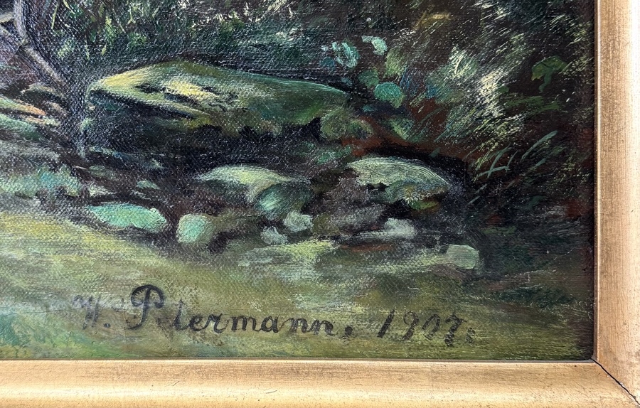 Artwork by H. Peterman, Romantisch rivierlandschap, Made of Oil painting on canvas