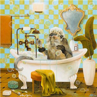 Monkey in the bath - Adelajda Kot