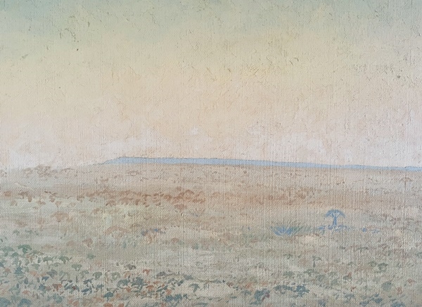 Artwork by Jan Spies, EXTREMELY RARE PAINTING BY JAN SPIES OF A NAMIBIAN LANDSCAPE SCENE