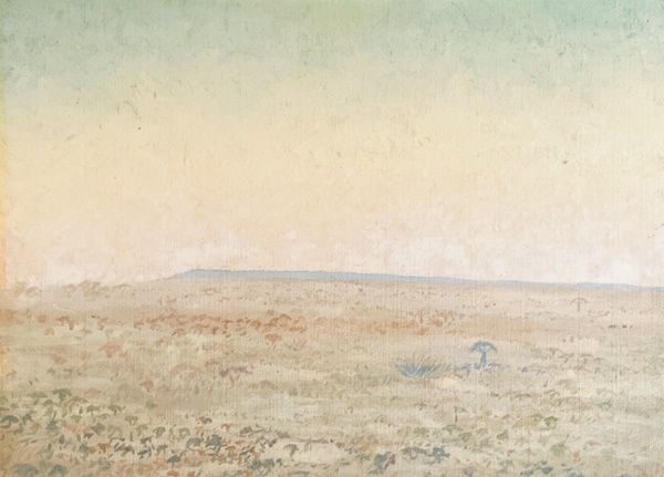 Artwork by Jan Spies, EXTREMELY RARE PAINTING BY JAN SPIES OF A NAMIBIAN LANDSCAPE SCENE