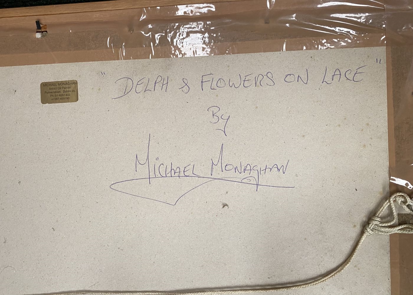 Artwork by Michael Monaghan, DELPH & FLOWERS ON LACE, Made of Oil On Board